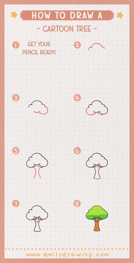 how to draw a cartoon tree pinterest pin
